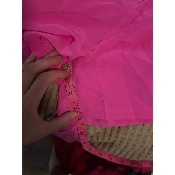 Yumi Kim Utility Silk Belted Romper Playsuit Hot Pink V-Neck Size Small EUC - Picture 9 of 9